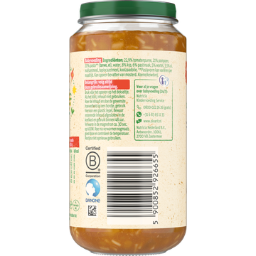 Olvarit 12+ Maanden Pompoen Kip Pasta 250g