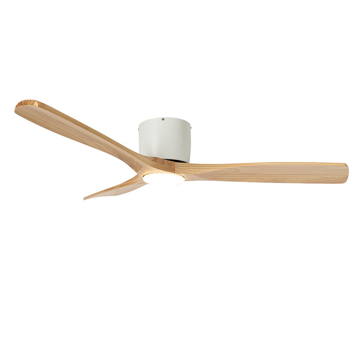 Plafondventilator wit met hout 131.5cm incl. LED dimbaar met afstandsbediening - Jerri