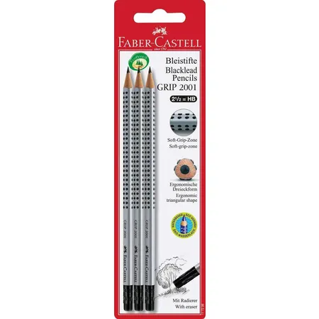 Faber-Castell Bleistift GRIP 2001 mit Gtip HB 3x BK
