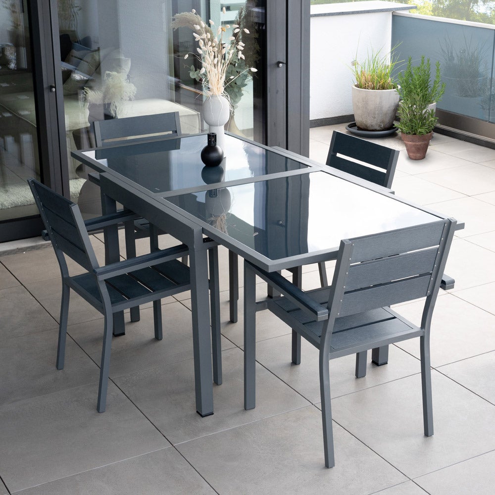 Home Deluxe - Uitschuifbare tuintafel - VERANO - ca. 90(180)x90x75 cm - incl. accessoires