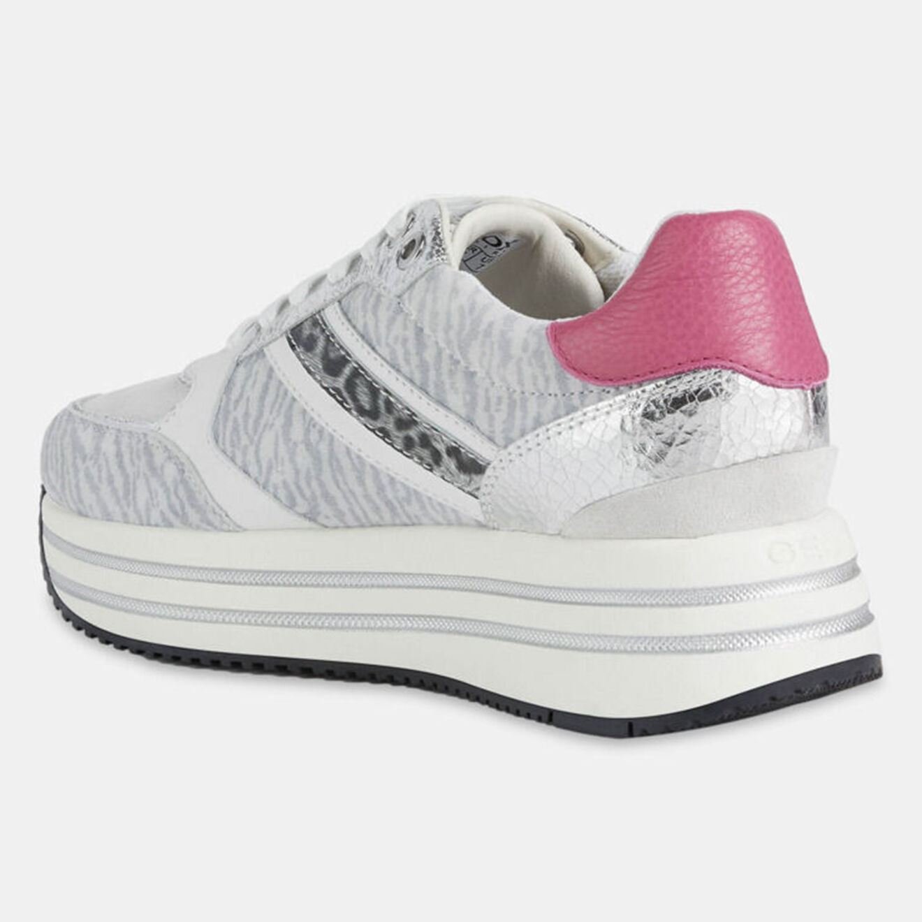 Geox Baskets en Cuir Kency gris/rose