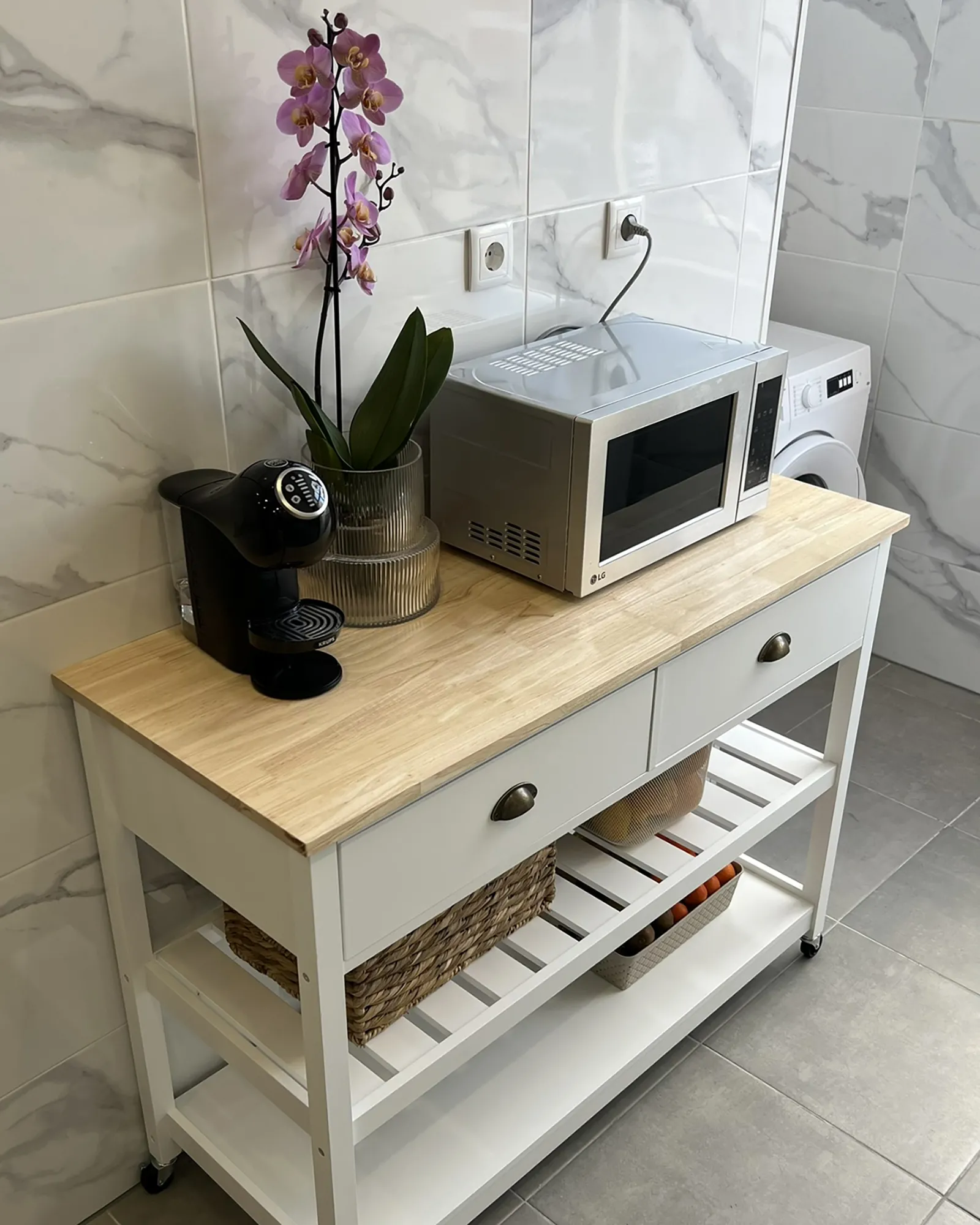 Keukentrolley NAVARINO Hout Wit