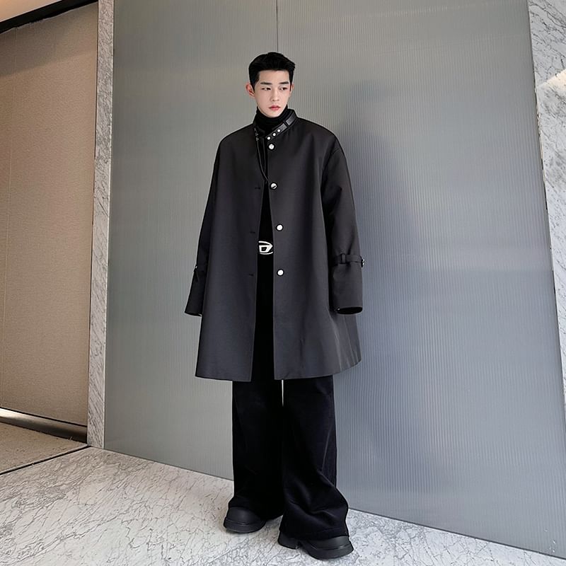 Freehop - Effen lange enkelrijs trenchcoat