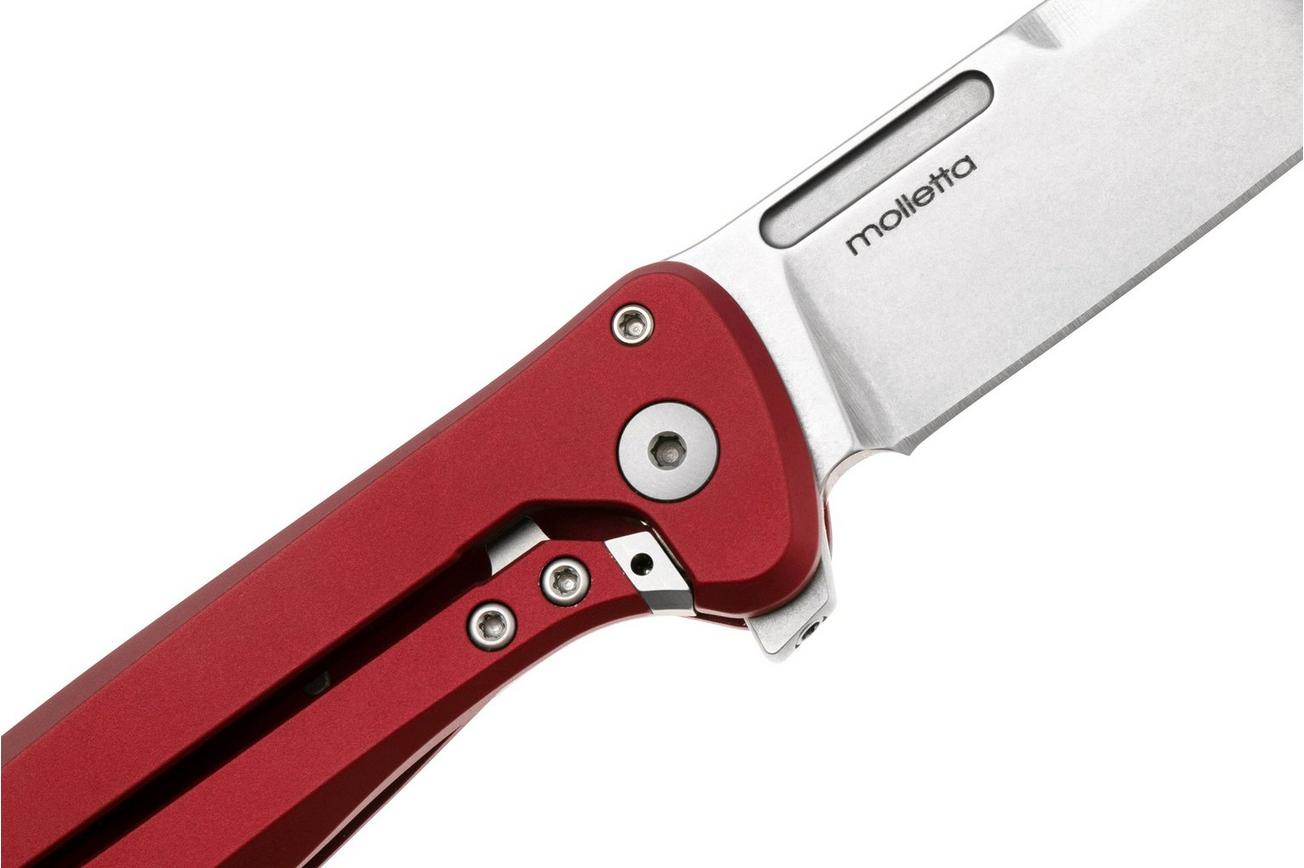 LionSteel Skinny Solid SK01A RS Red Aluminium Black Canvas Micarta inlay, Stonewashed zakmes, Molletta design