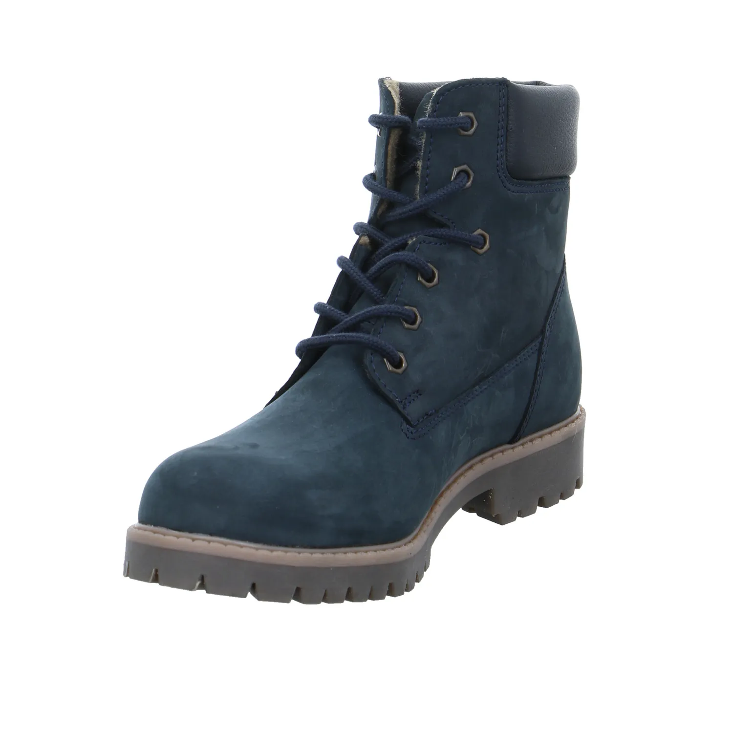 SABALIN Jungen-Winter-Bottine Blau Leder  Schnür-Boot