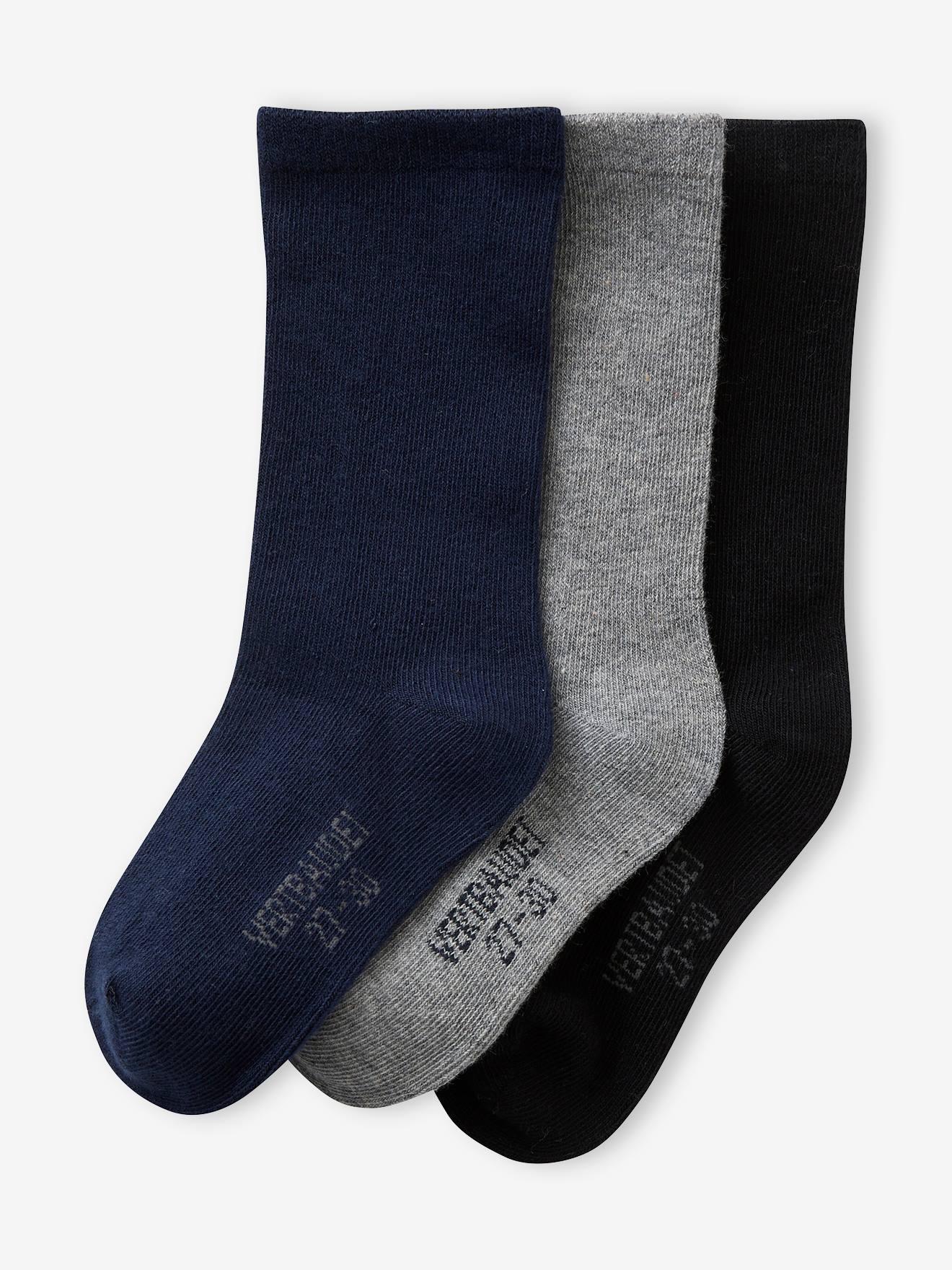 Pacote com 3 pares de meias sem costura para meninos, azul marinho