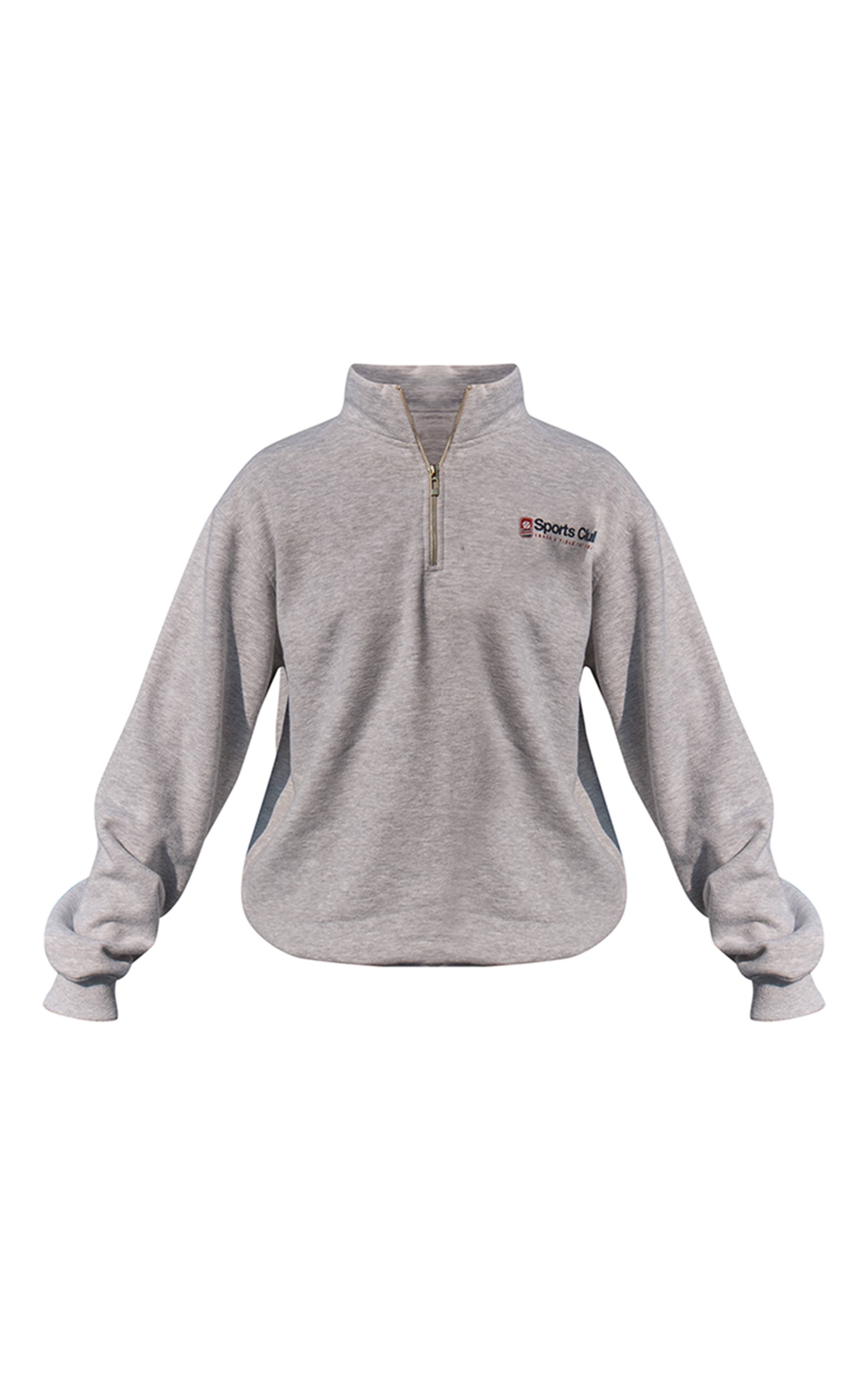 Gris Cendré Sweatshirt De Sport À Col Montant Avec Fermeture Éclair