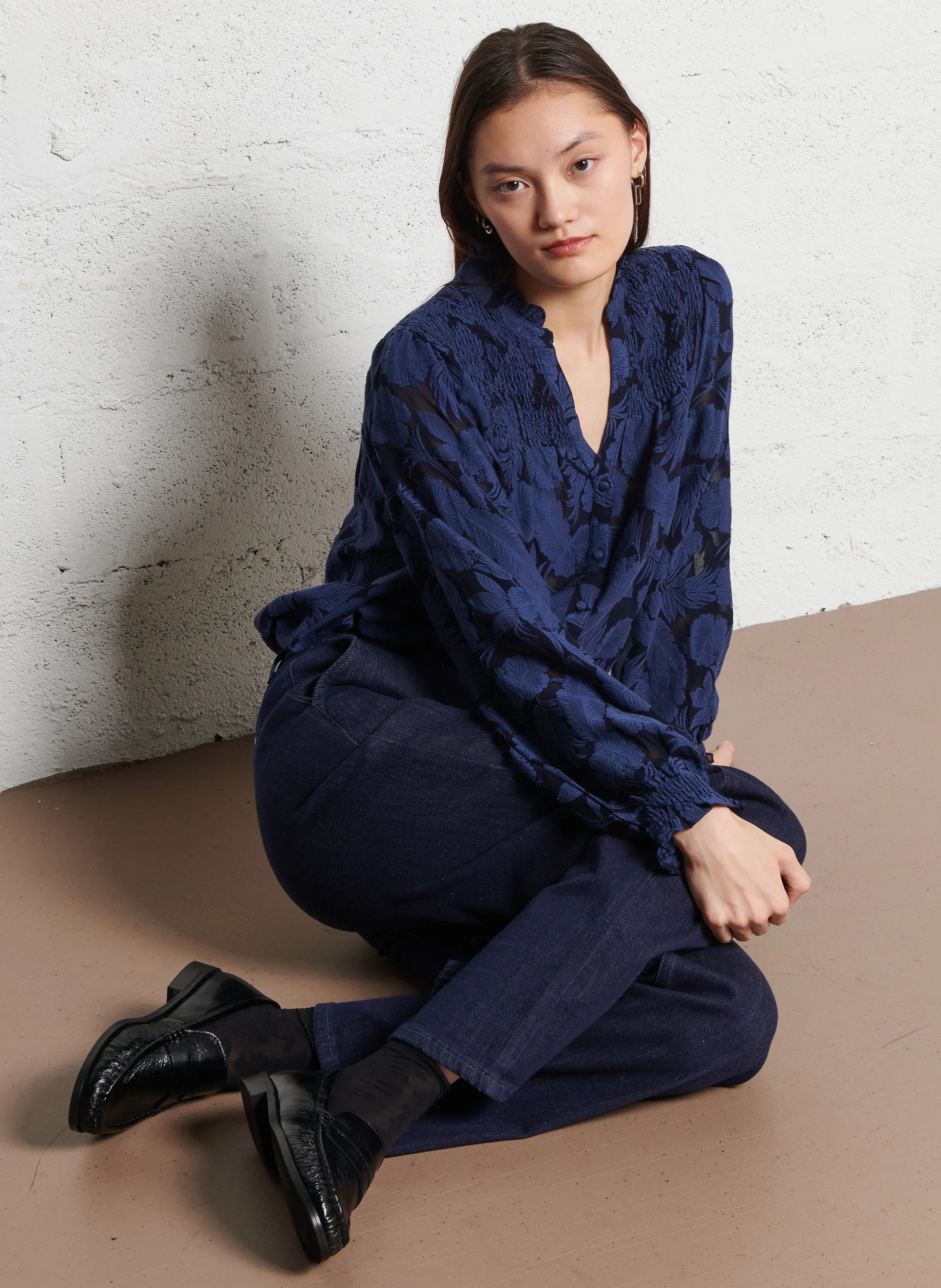 IMOGEN - Jean droit en coton mélangé | Bleu