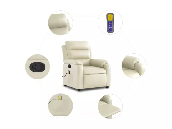 Fauteuil inclinable de massage Crème Similicuir