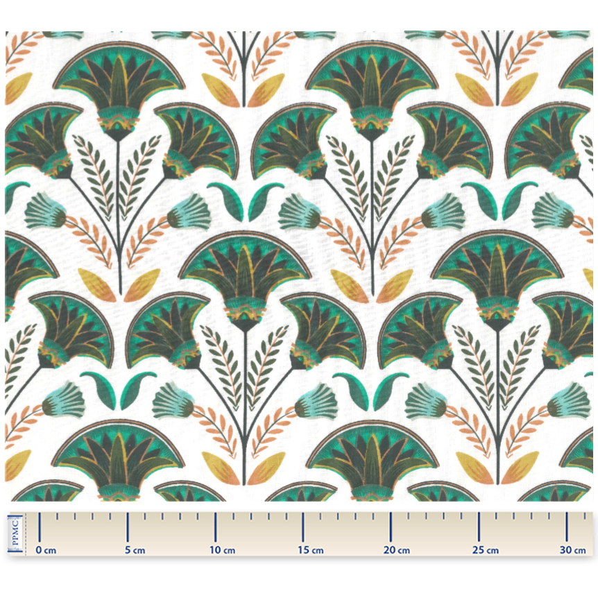 Tissu Coton Au Mètre Ex2433 Palme Exotique Emeraude