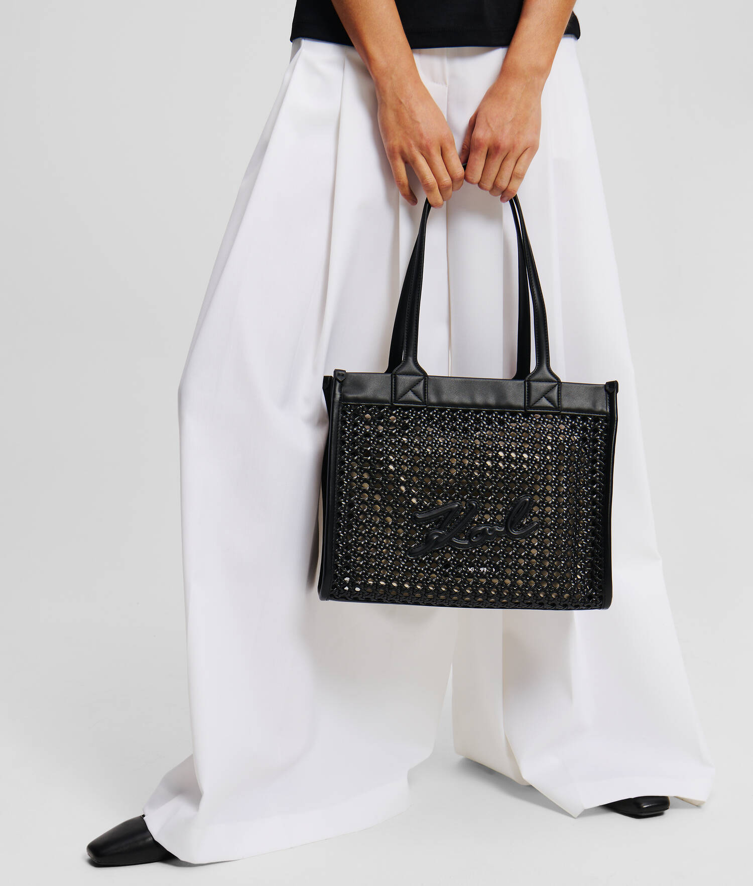 SAC CABAS K/SKUARE DE TAILLE MOYENNE - Noir-Nickel