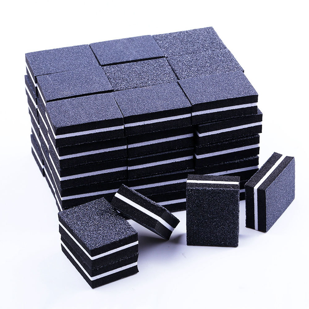 (50er Set) Mini Nagelfeile Polierblock Buffer Maniküre Schleifblock - Schwarz