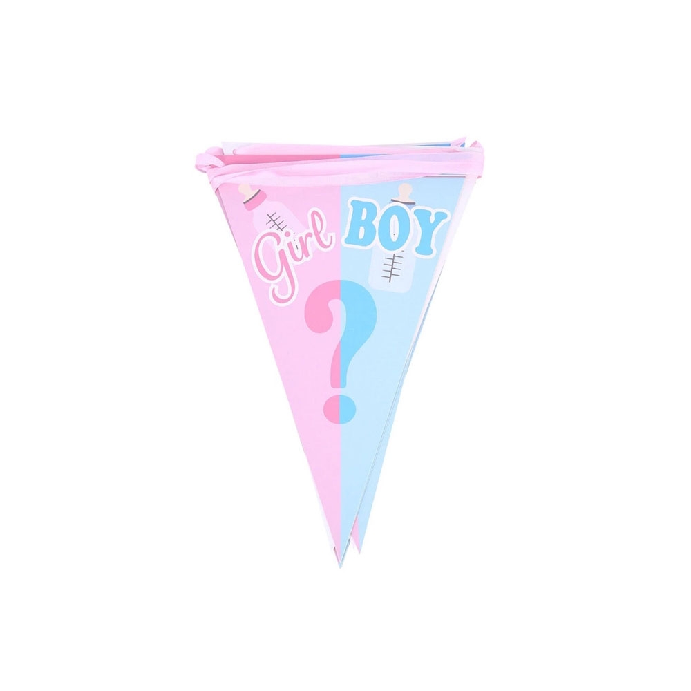 (42-tlg. Set) Einweg Geschirr Baby Shower / Gender Reveal Party Tisch Deko   Girlande - Boy or Girl