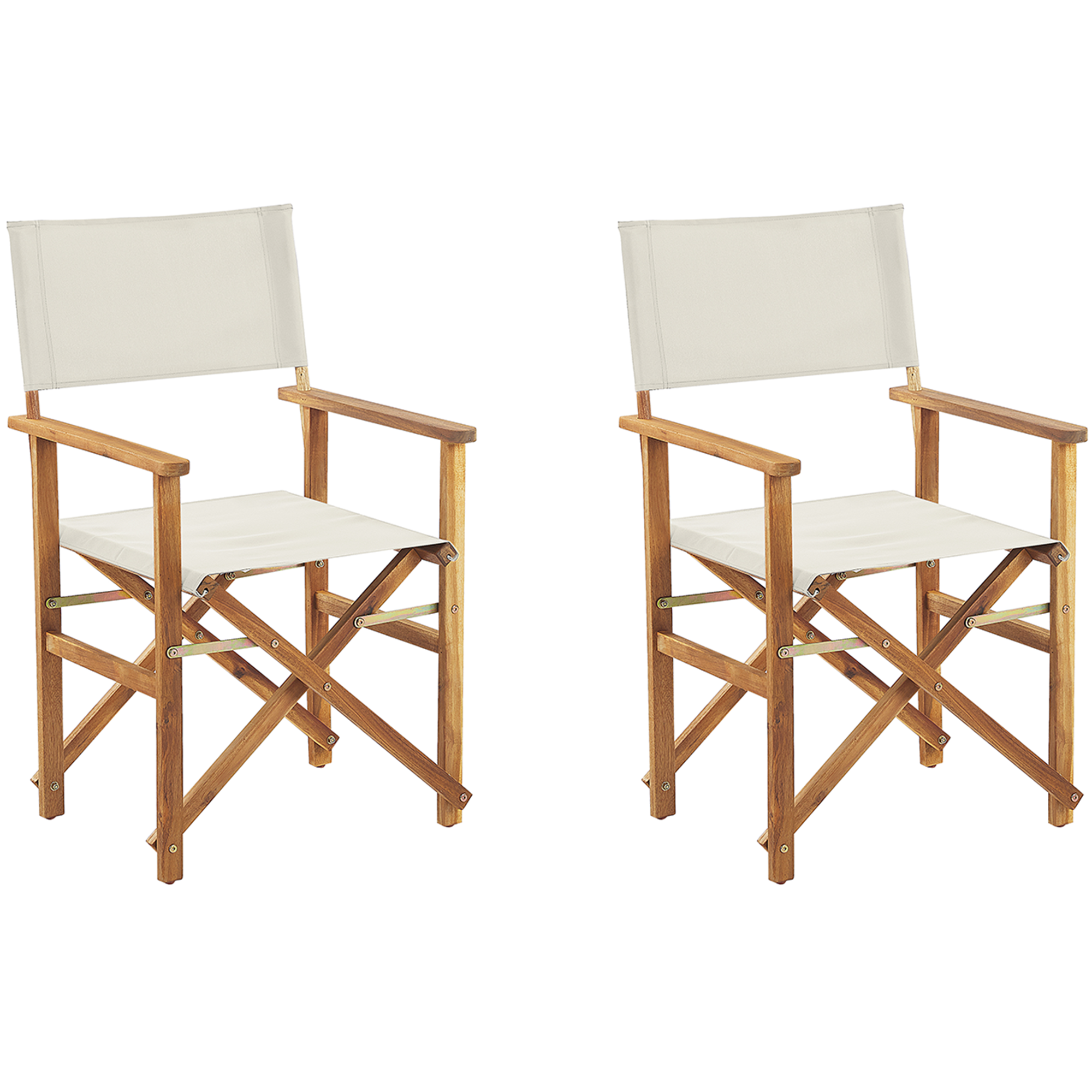 Beliani-CINE -Tuinstoel set van 2-Lichtbruin|Gebroken wit-Polyester