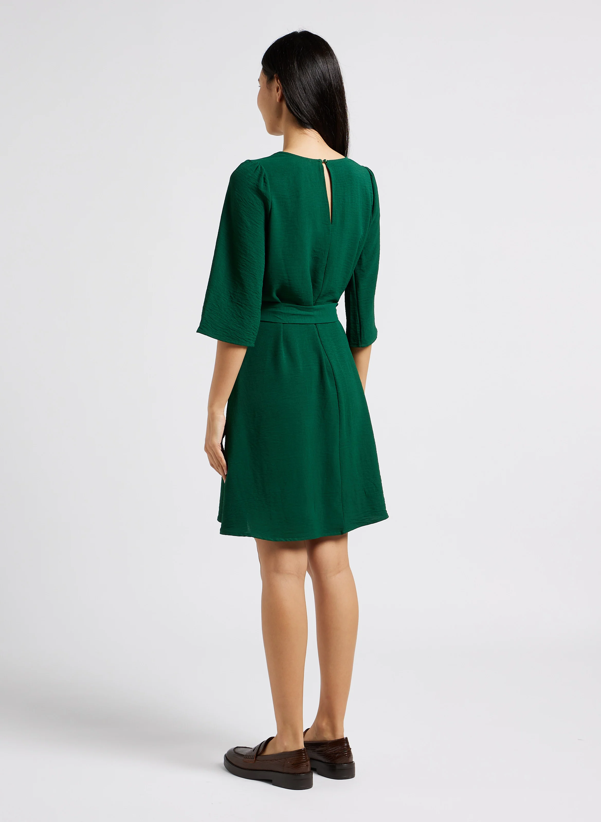 LENA - Robe courte col V | Vert
