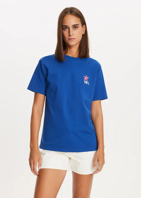 T-shirt met print el sol blauw (BLW.D)