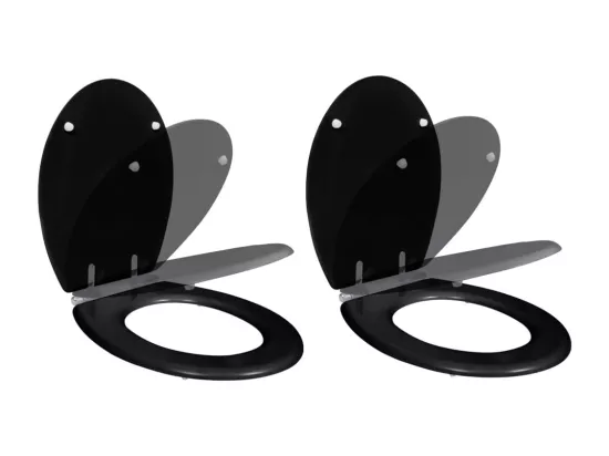 Lot de deux sièges effet bois noire 45 x 36 x 5 cm 02_0002942