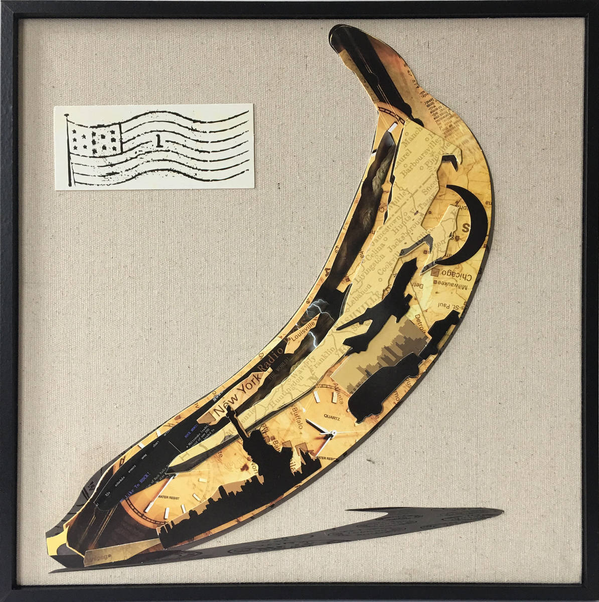 Wandbild - Banana - Handarbeit - 42x42 cm