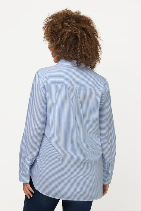 Hemdbluse, Streifen, A-Linie, Tunnelzug, Langarm