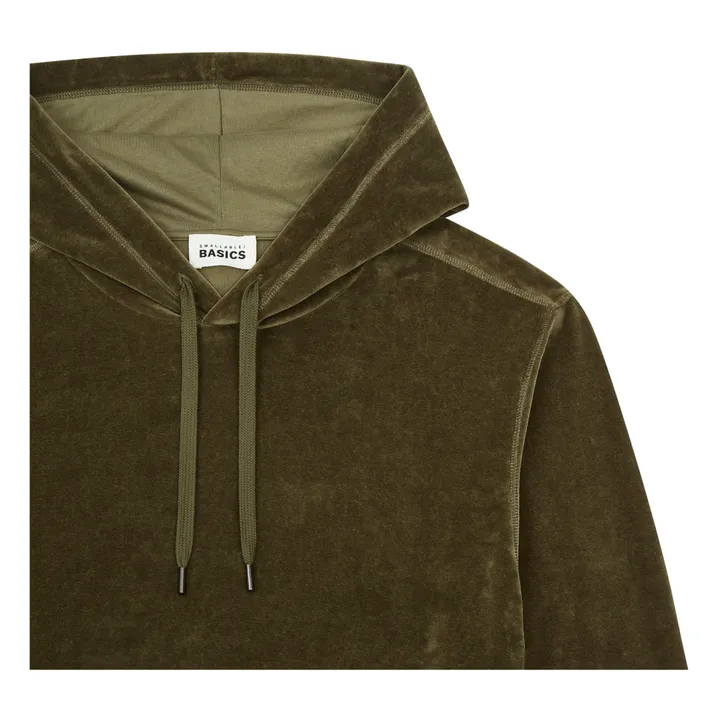 SMALLABLE BASICS Hoodie Velours Homme Coton Bio | Vert kaki