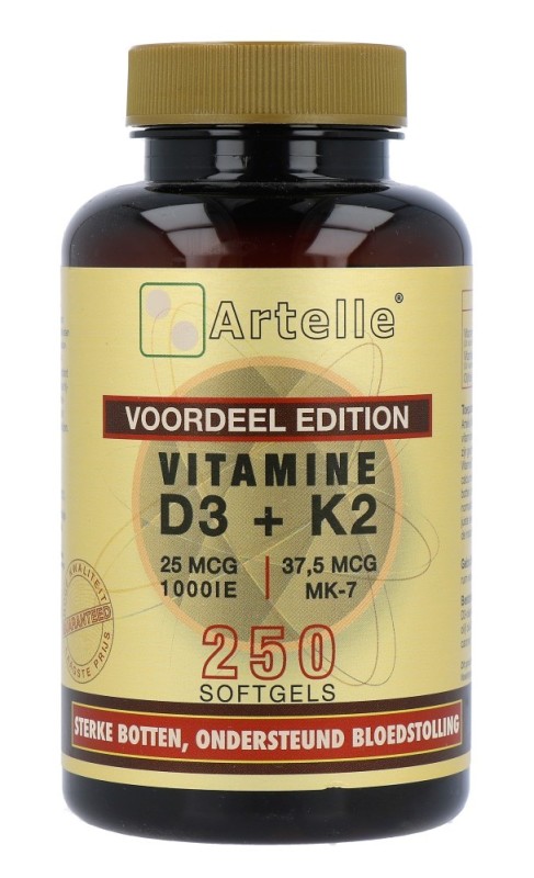Artelle Vitamine D3 25mcg & K2 250 softgels