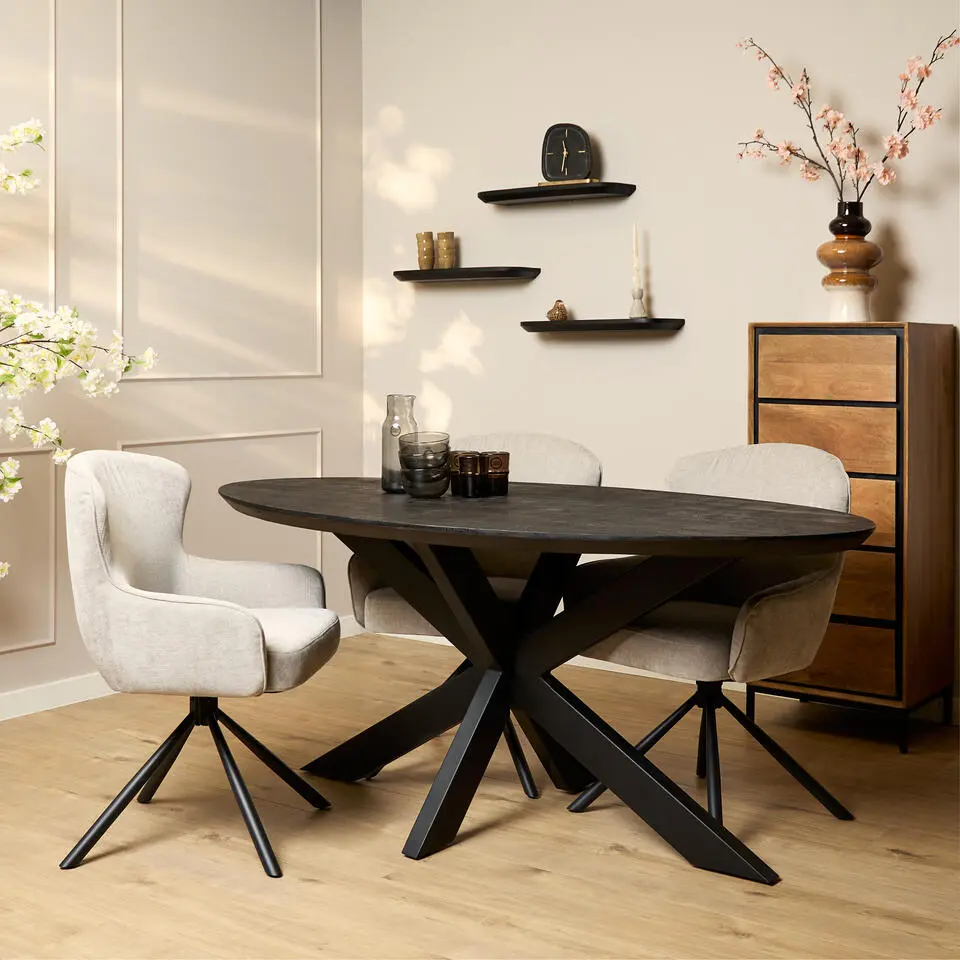Starfurn - Eettafel Brandy - Zwart - 90x160x76 cm