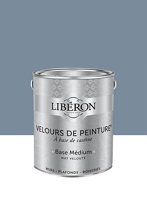 Peinture multisupport murs, plafonds et boiseries Velours de peinture bleu panicaut Libéron 2,5L