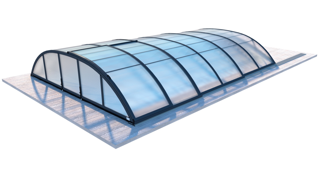 Abri de piscine horizon pour les modèles 7,20x4,20 m - bas58, bas758 - polycarbonate alvéolaire 8 mm - couleur ral7016 graphite