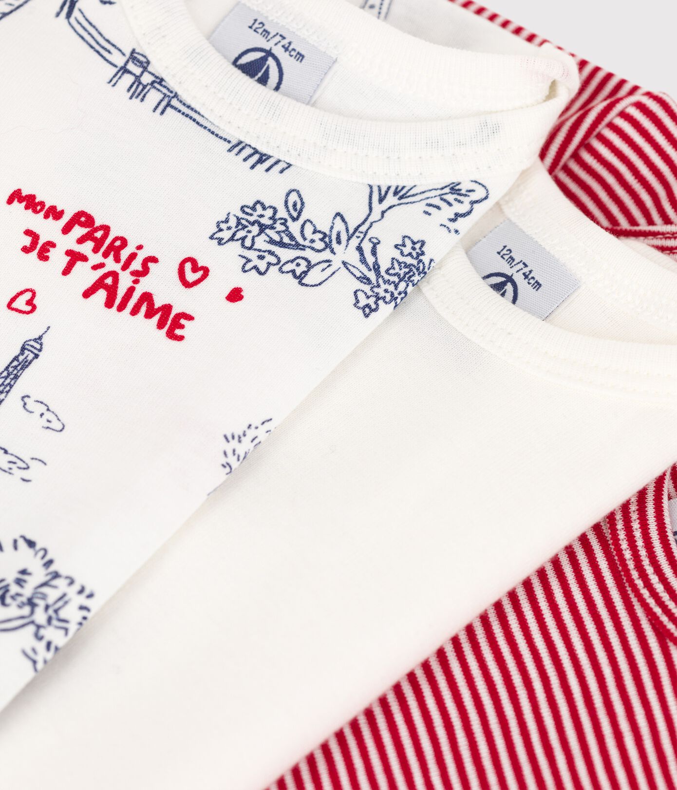 Lot de 3 bodies manches courtes Paris bébé en coton