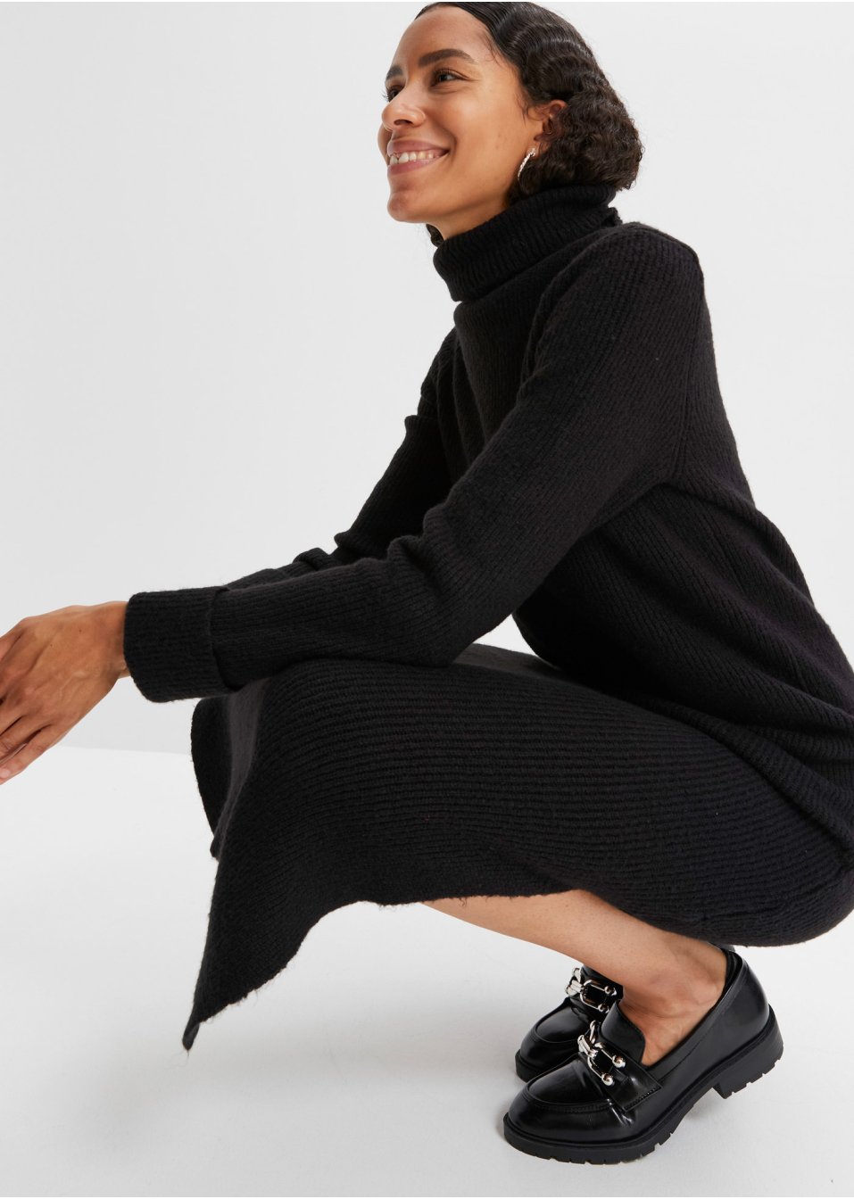 Robe en maille à col roulé
