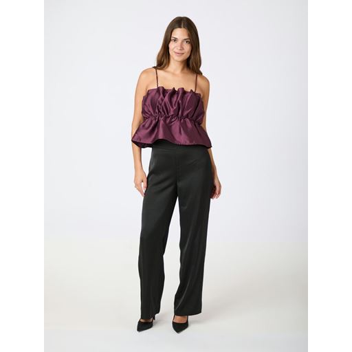 Neo Noir Tipton Dull Satin Top, Burgundy, 40