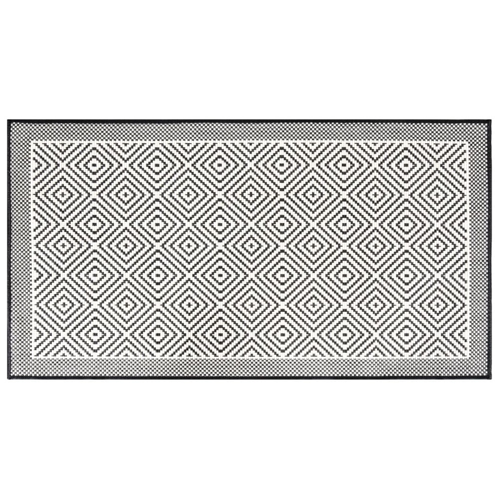 Tapis d'extérieur gris et blanc 100x200 cm design réversible