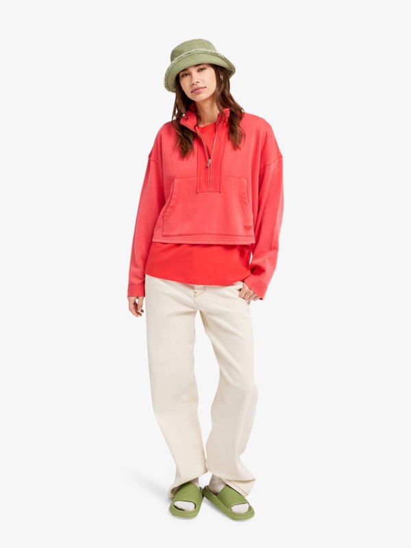Stars Catcher Sweat à capuche demi-zip Rouge Femme