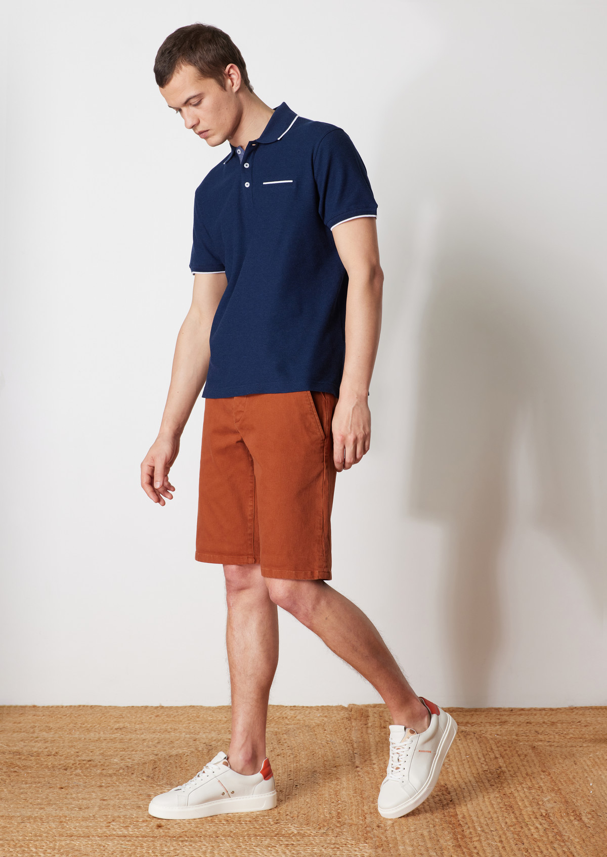 Bermuda en coton stretch uni terracotta