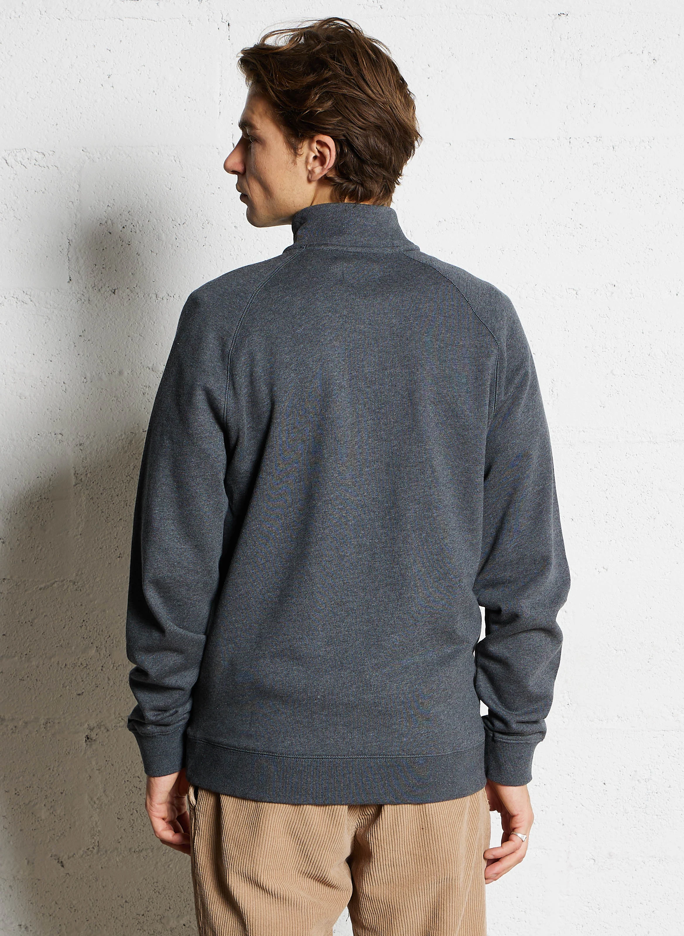 JIM - Sweat col zippé regular-fit en coton bio | Rouge
