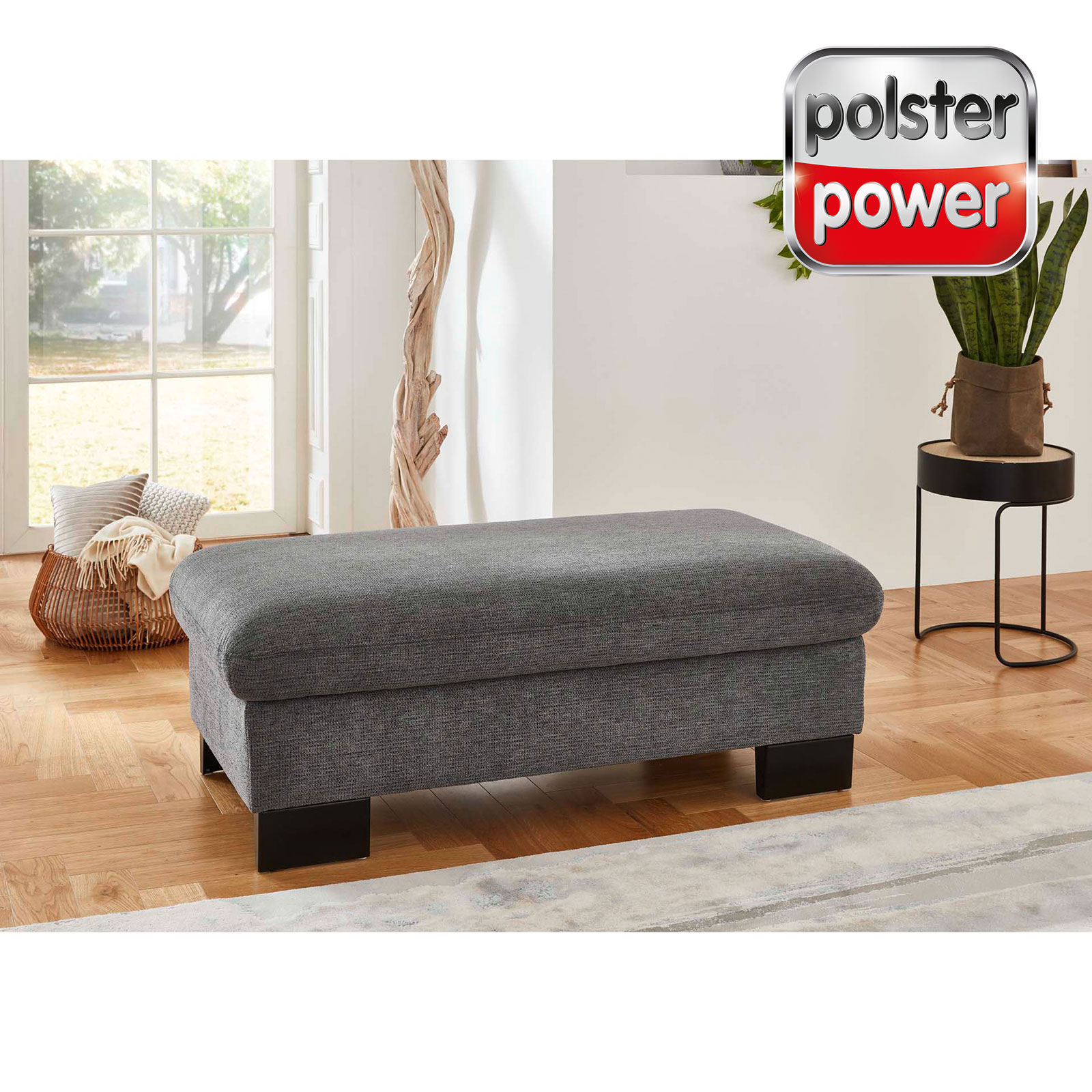 polsterpower Hocker - anthrazit - mit Stauraum