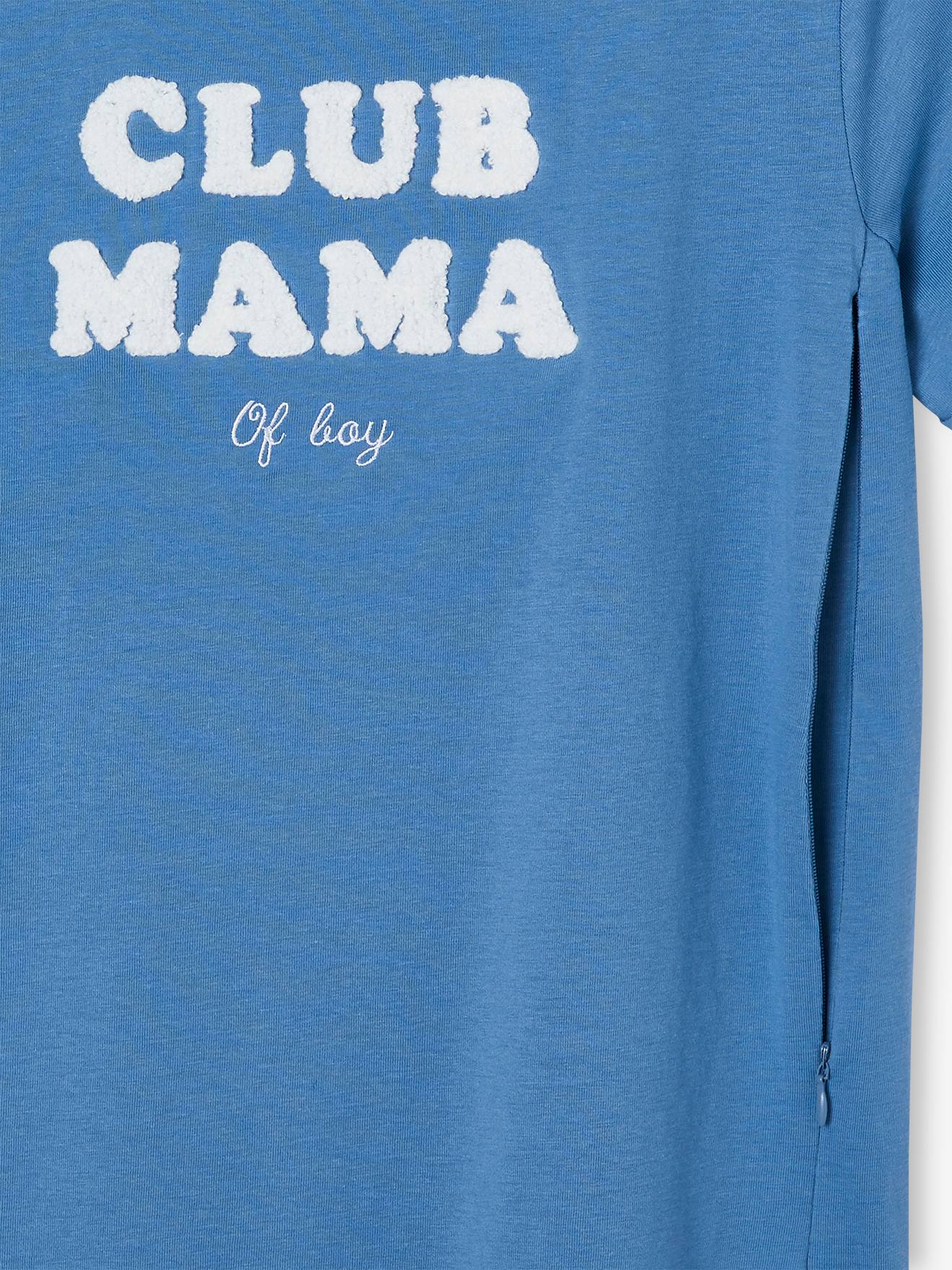 Camiseta com mensagem sobre gravidez e amamentação, personalizável, lisa, em algodão orgânico cinza escuro com estampas.