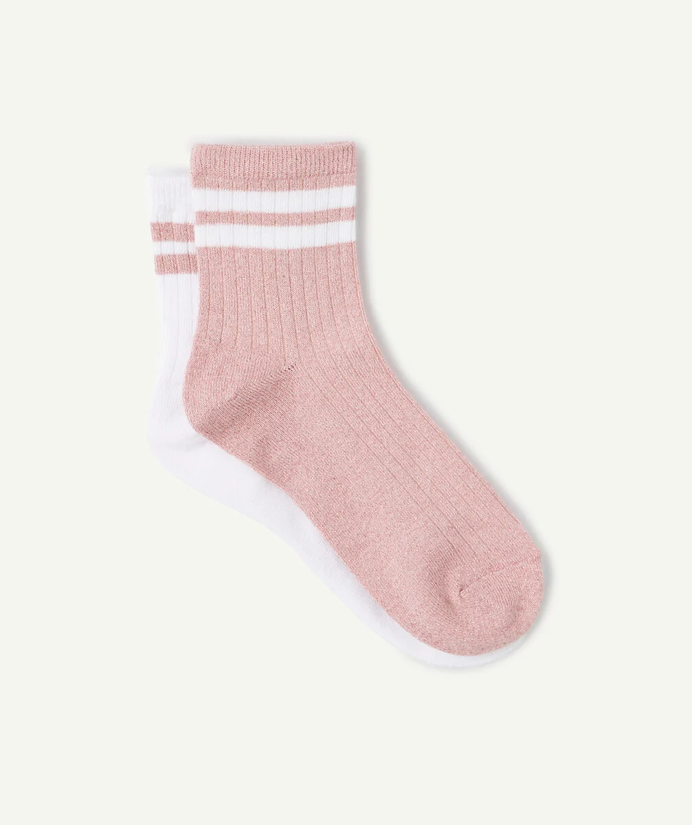 LE LOT DE 2 CHAUSSETTES ROSES ET BLANCHES PAILLETÉES