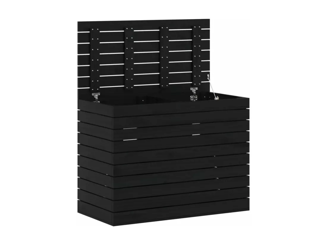 Panier à linge noir 88,5x44x66 bois massif de pin