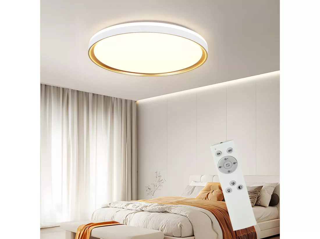 NETTLIFE Plafonnier LED 18W 30cm Chambre à Coucher Dimmable avec Télécommande Cuisine Lampe de Cuisine Moderne Ronde pour Couloir de Salon