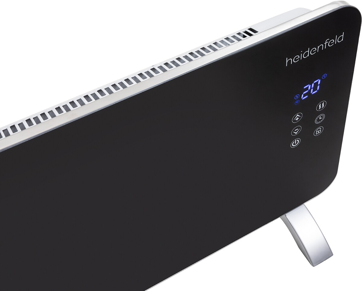 Heidenfeld Glas-Konvektorheizung GK200, Standgerät oder Wandmontage, WLAN, 1000/2000 Watt, Timer (Mit WLAN)