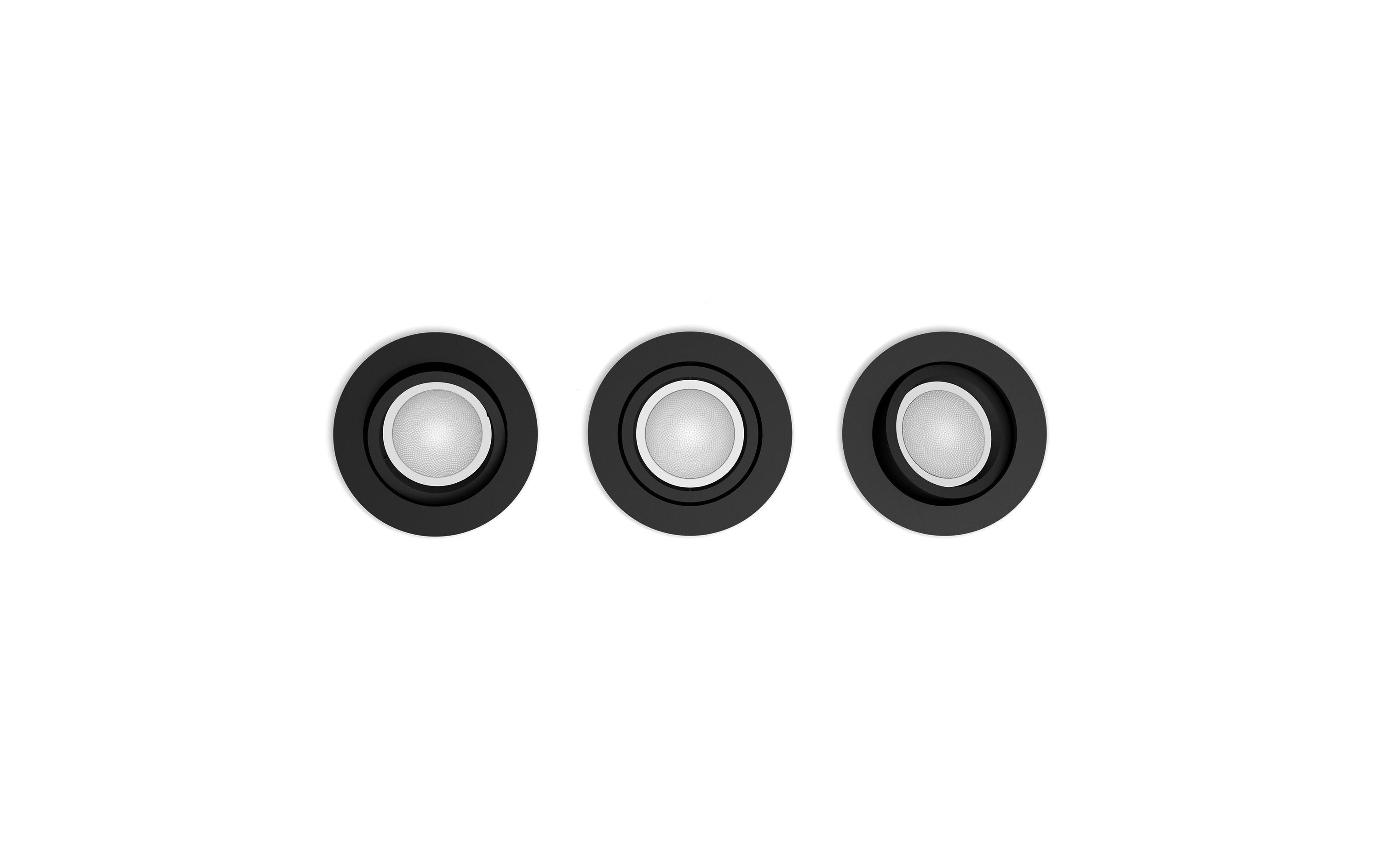 White & Color Ambiance Centura Einbauspot 3er- Pack Schwarz<br>Atmosphärische Beleuchtung in 16 Millionen Farben