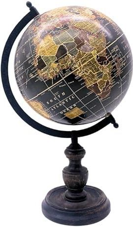 EXERZ - SI-7001 - Wereldbol - Zwart - 20 cm - Houten Basis