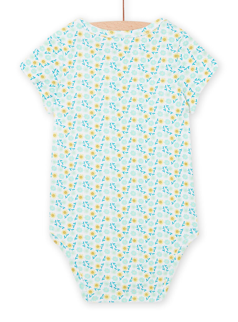 Body écru, bleu et jaune bébé fille