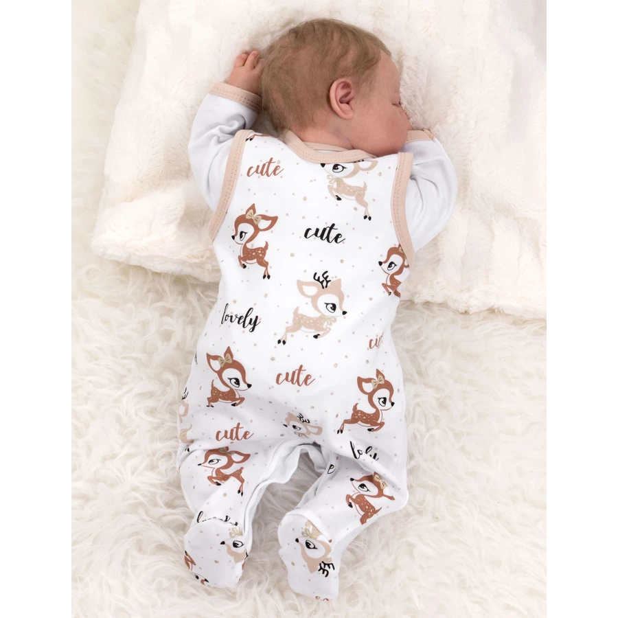 Baby Sweets 2tlg Set Strampler + Shirt Lovely Deer beige weiß