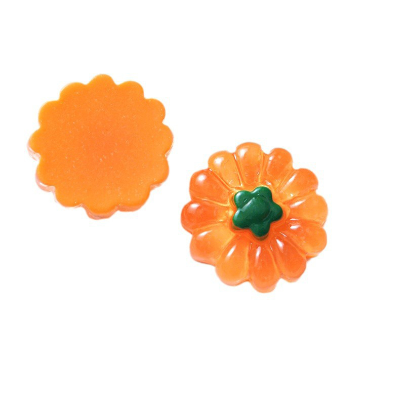 (10er Set) 15mm Kürbis Bastel Steine DIY Bastel Pumpkin Perlen Halloween Party Tisch Deko - Orange