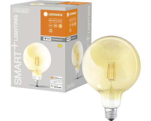 Ledvance Smart WIFI Filament LED Globe Lamp Dimbaar G125 E27/6W (53W) Goud 680 lm 2400 K Warm Wit
