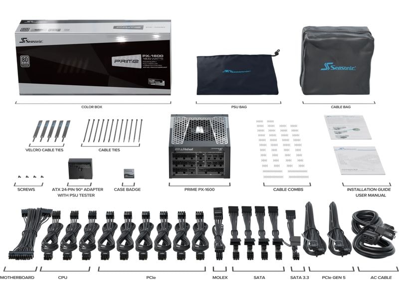 Seasonic Netzteil Prime PX ATX 3.1 1600 W Vollmodulares 1600 W ATX-Netzteil
