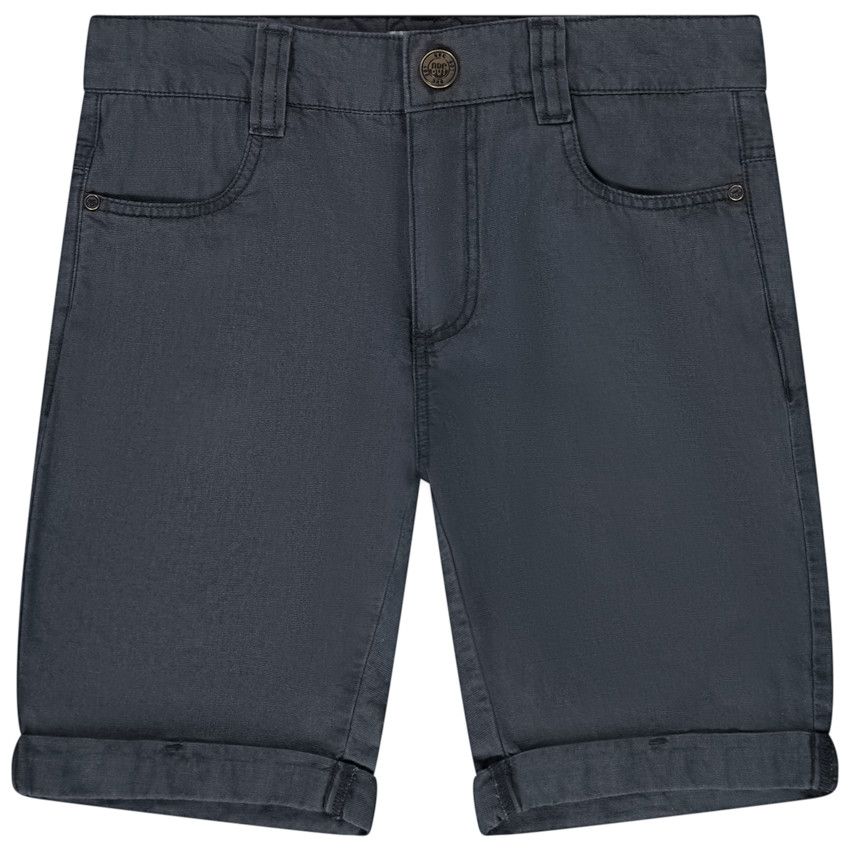Bermuda en toile uni avec poches pour garçon - Gris foncé