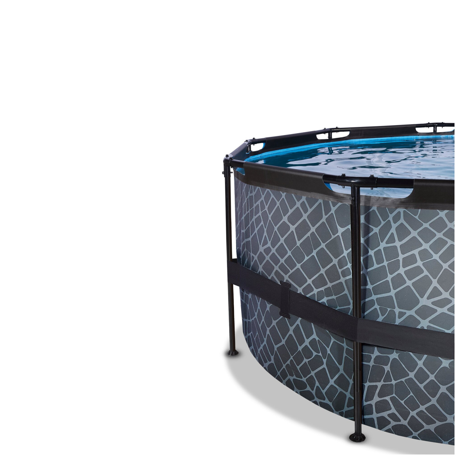 EXIT Stone zwembad ø427x122cm met zandfilterpomp en overkap